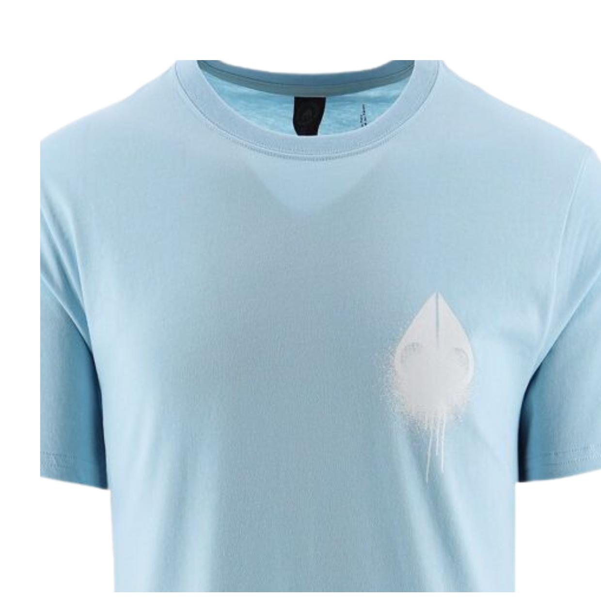 Moose Knuckles Sky Blue Drip Logo T-Shirt