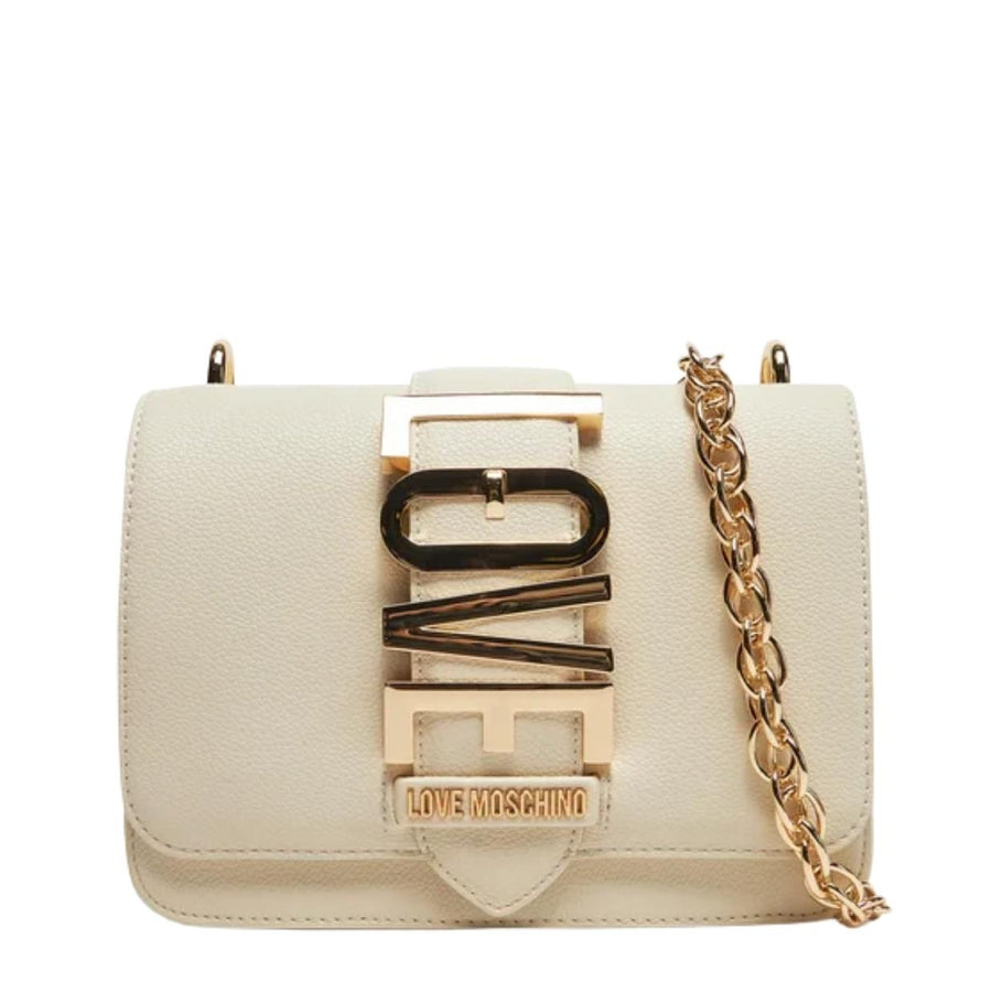 Love Moschino Logo Plaque Ivory Shoulder Bag