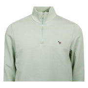 Paul Smith Zebra Logo Patch Sage Green Half-Zip Sweatshirt