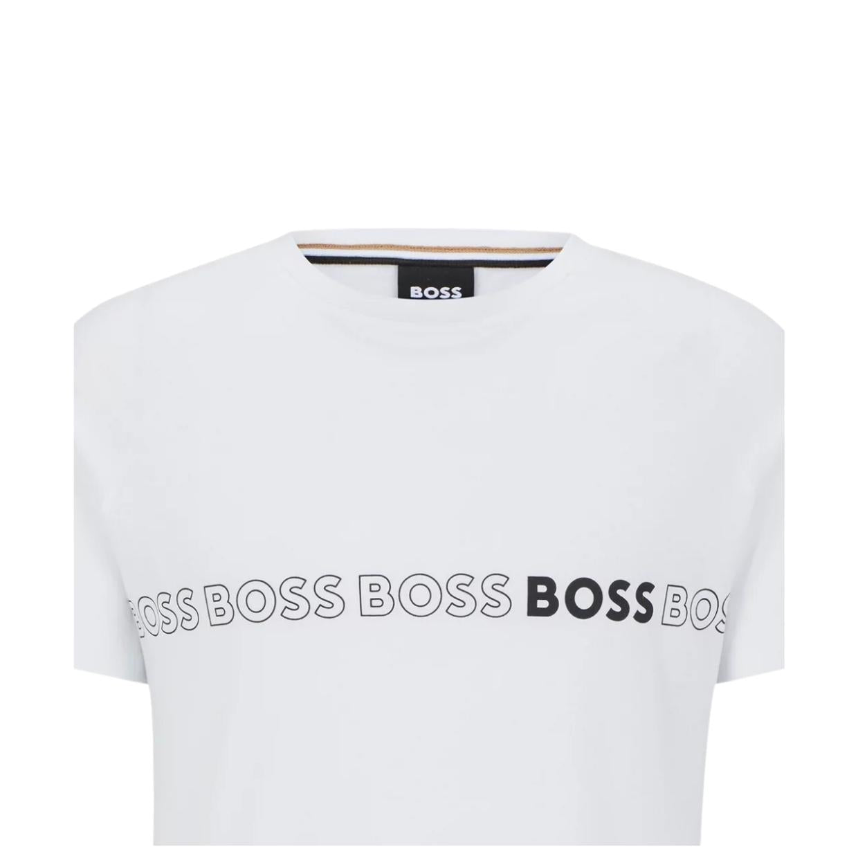 BOSS Repeat Printed Logo White T-Shirt