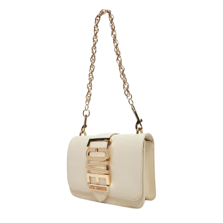 Love Moschino Logo Plaque Ivory Shoulder Bag