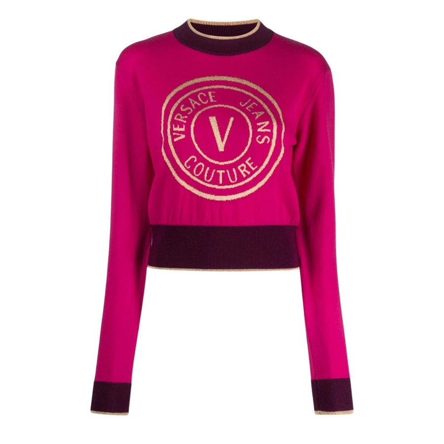 Versace Jeans Couture V Emblem Pink Wool Sweater