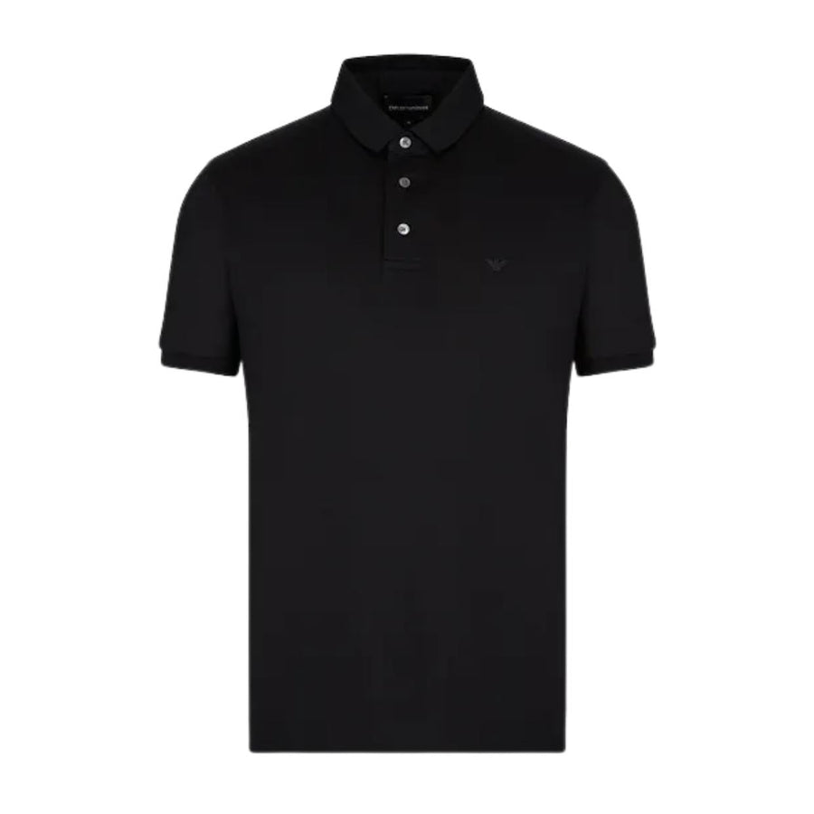Emporio Armani Lyocell-Blend Jersey Black Polo Shirt