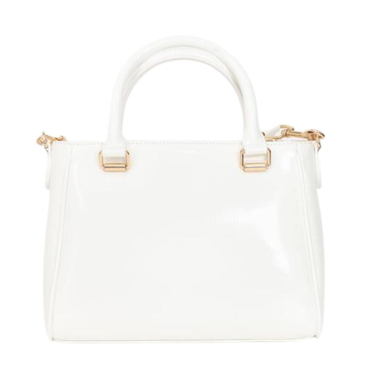 Love Moschino Embossed Heart Logo White Tote Bag