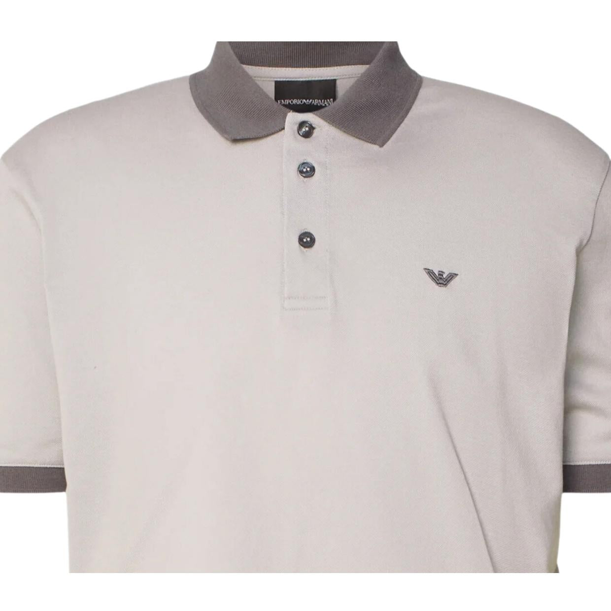 Emporio Armani Micro Embroidered Logo Steel Polo Shirt