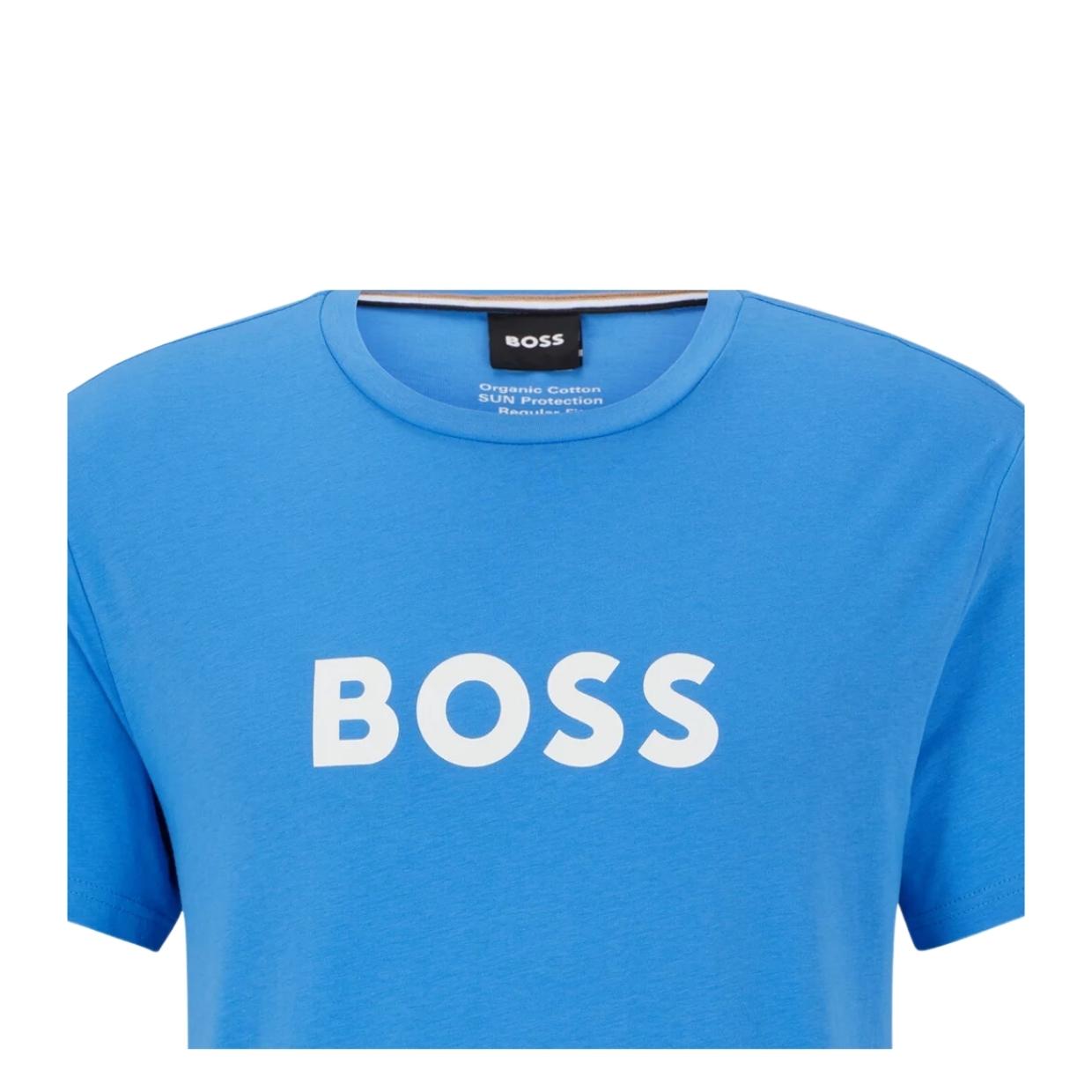 BOSS Contrast Printed Logo Blue T-Shirt