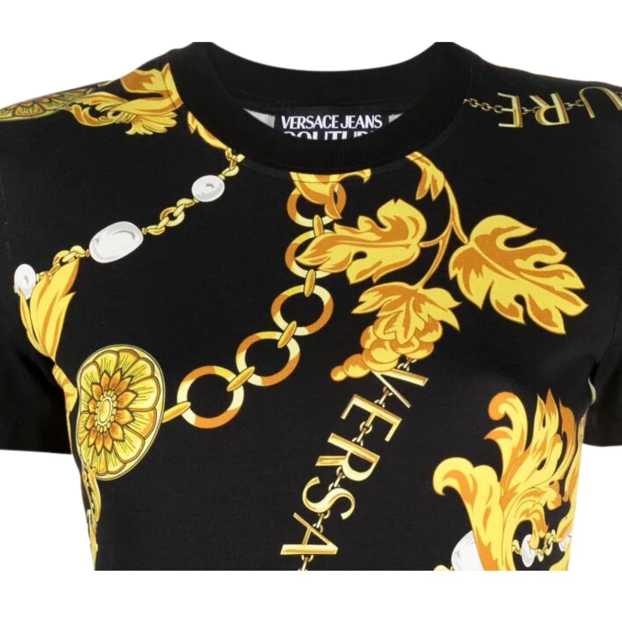 Versace Jeans Couture Interlock Chain Couture Black T-Shirt