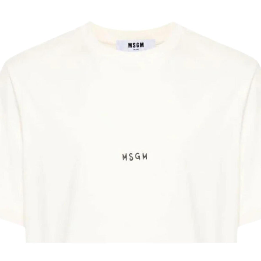 MSGM Logo Printed Off-White T-Shirt