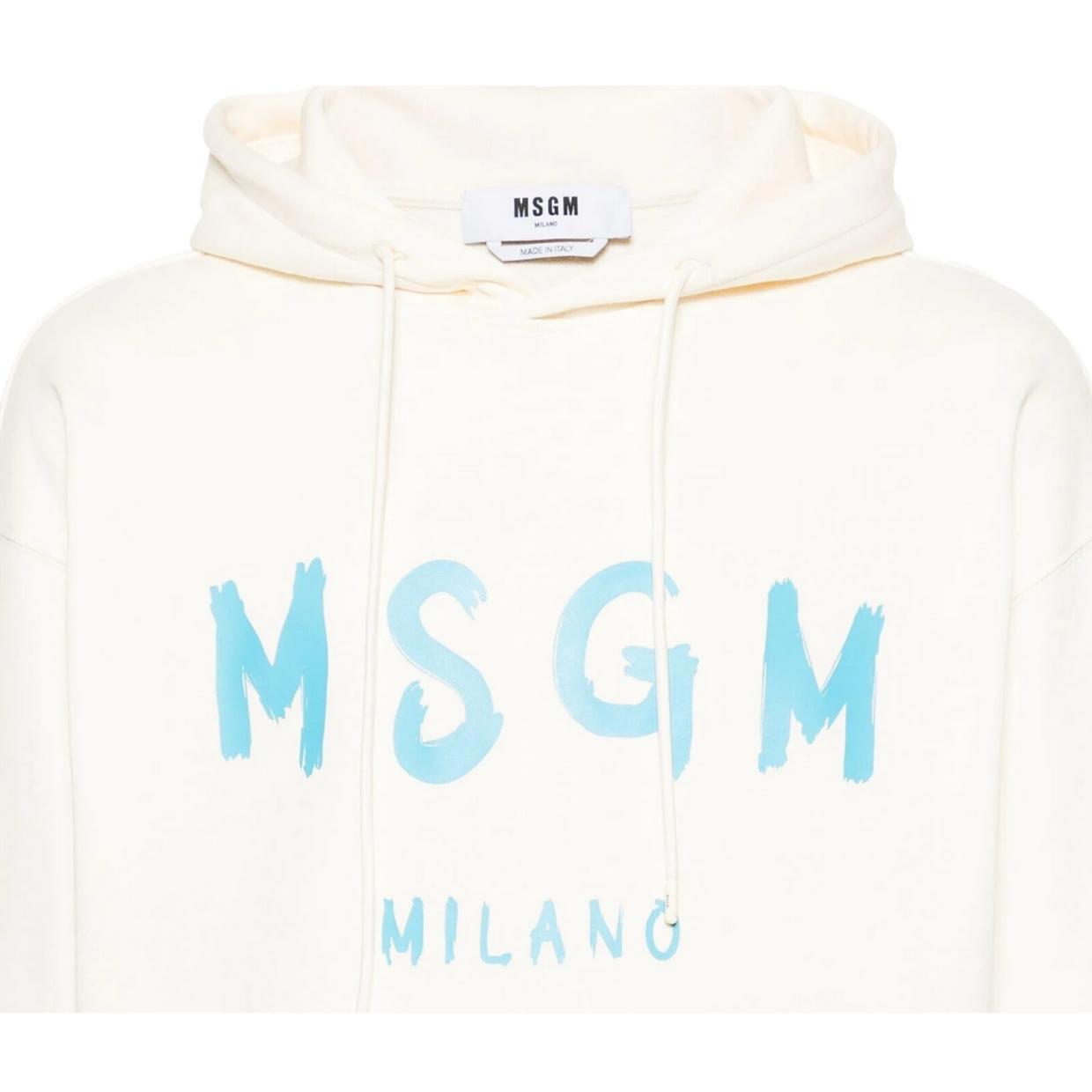 MSGM Contrasting Logo Off-White Hoodie