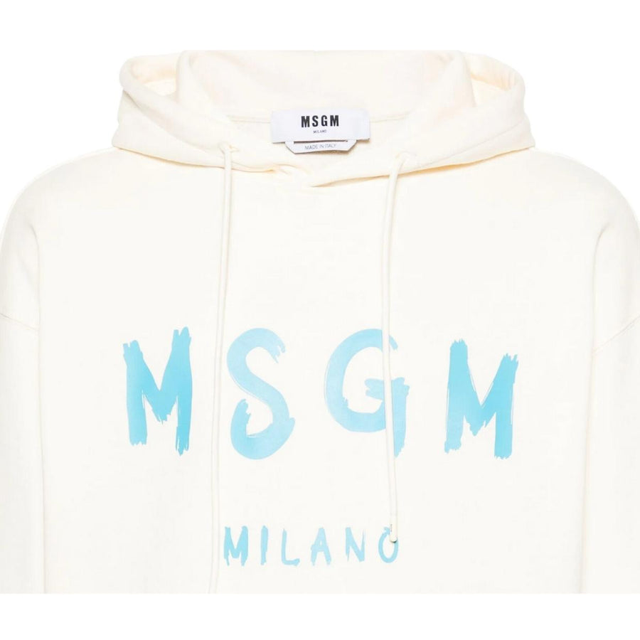 MSGM Contrasting Logo Off-White Hoodie