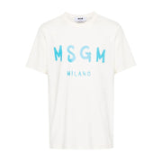 MSGM Contrasting Logo Off-White T-Shirt