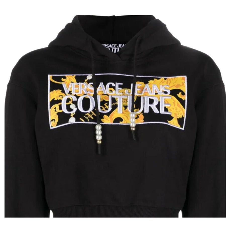 Versace Jeans Couture Chain Couture Logo Black Crop Hoodie