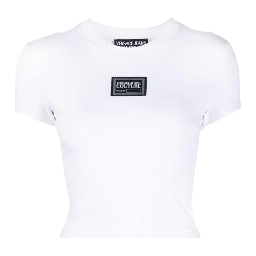 Versace Jeans Couture Piece Number Logo Patch White Crop Top