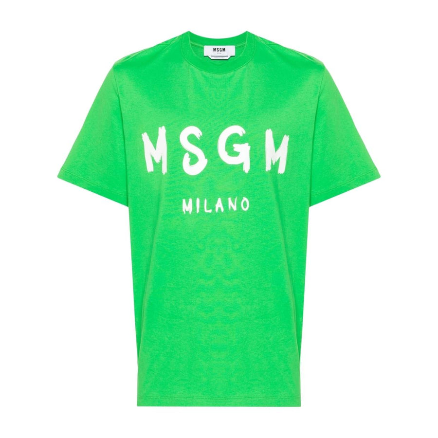 MSGM Contrasting Logo Green T-Shirt