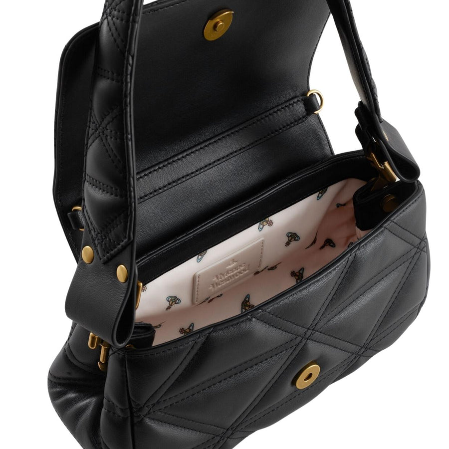 Vivienne Westwood Medium Hazel Black Quilted Handbag