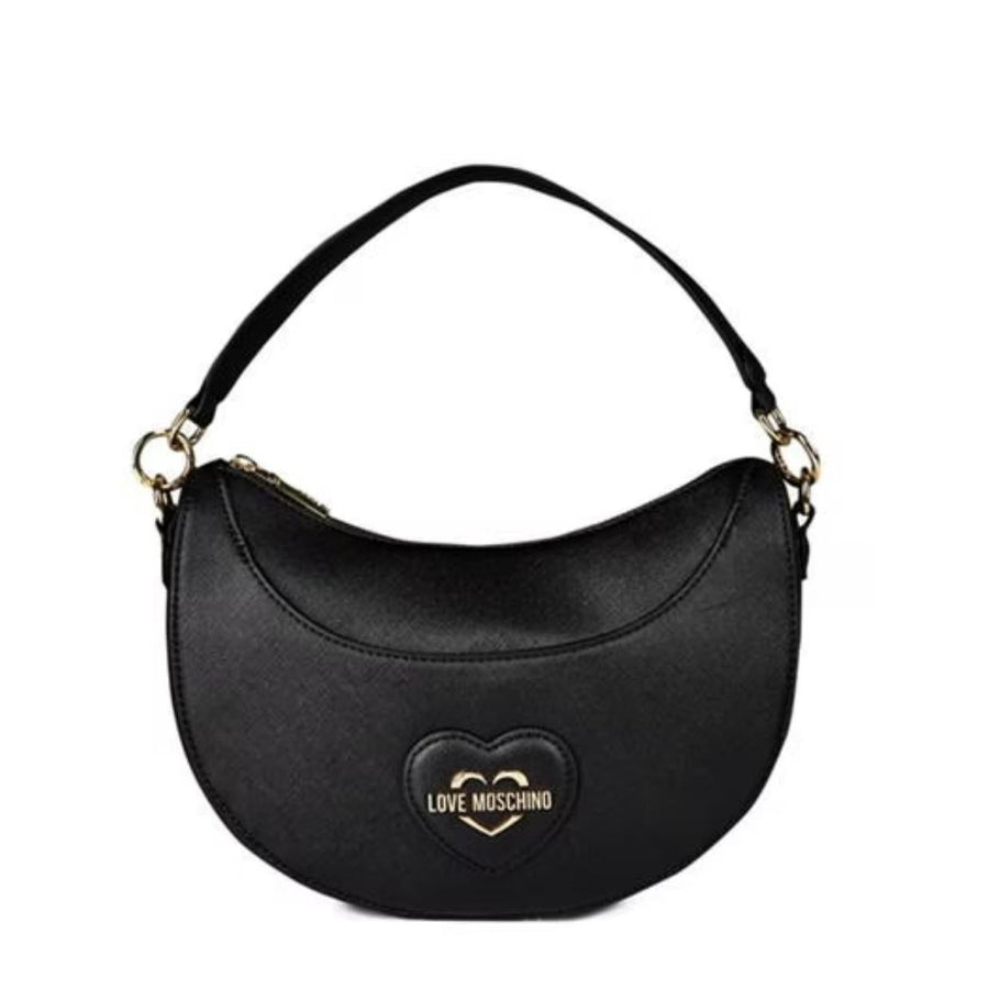 Love Moschino Heart Logo Plaque Black Shoulder Bag