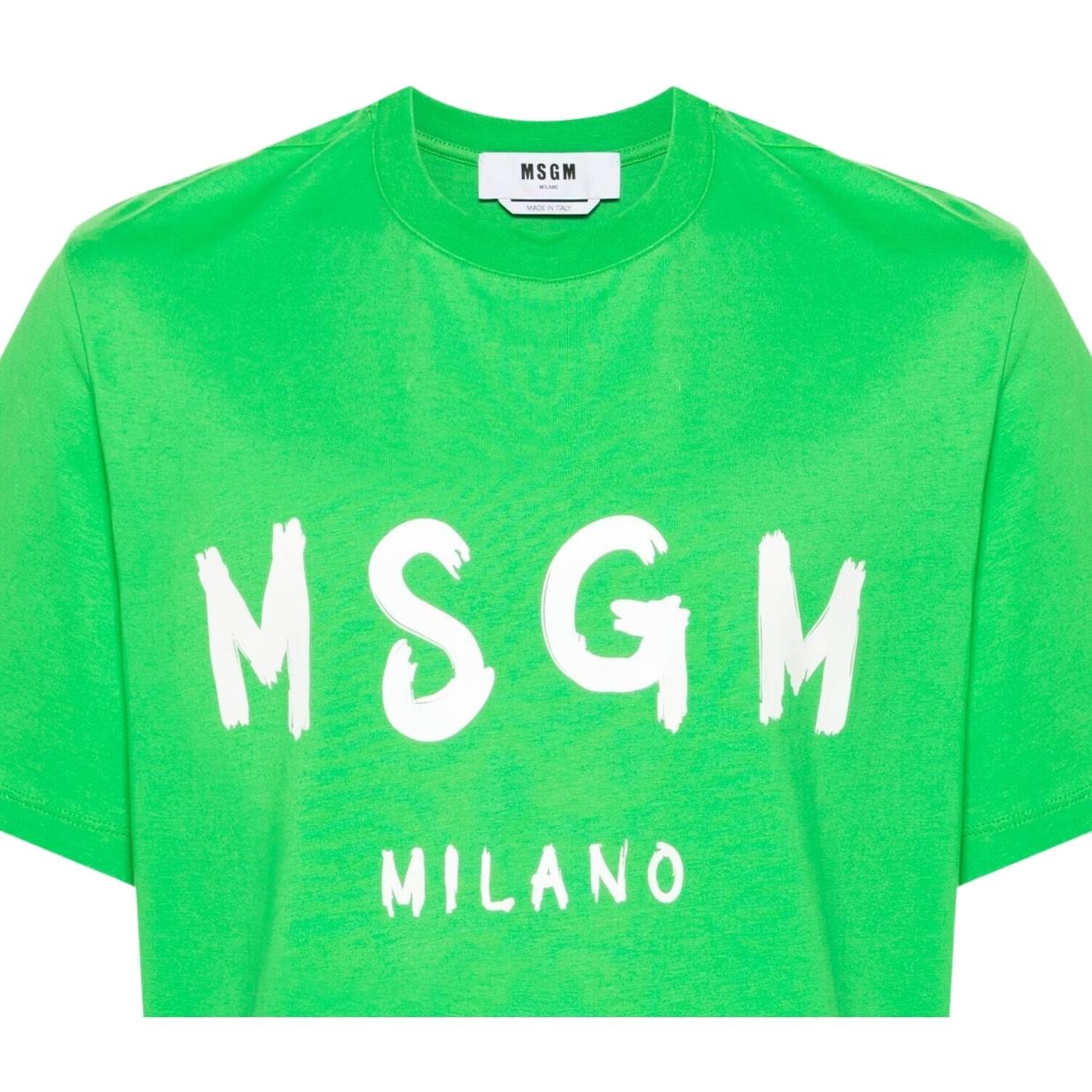 MSGM Contrasting Logo Green T-Shirt