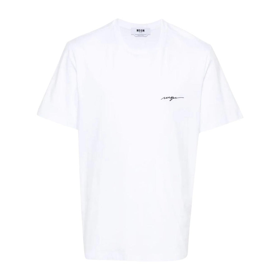 MSGM Embroidered Logo White T-Shirt