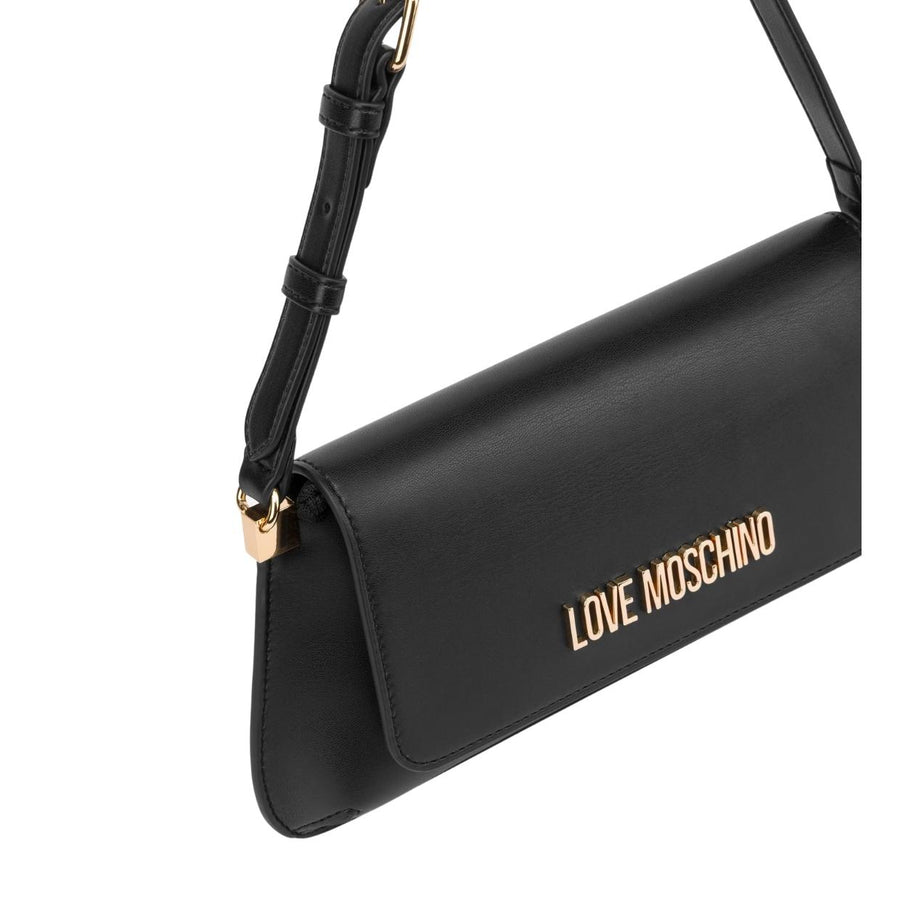 Love Moschino Gold-Tone Logo Black Shoulder Bag