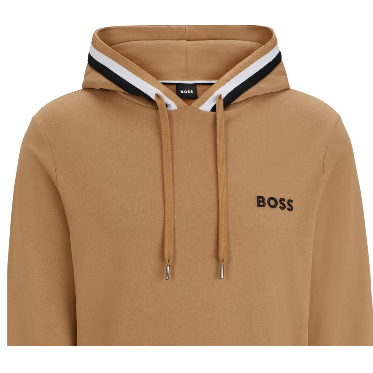 BOSS Logo & Stripe Beige Iconic Hoodie
