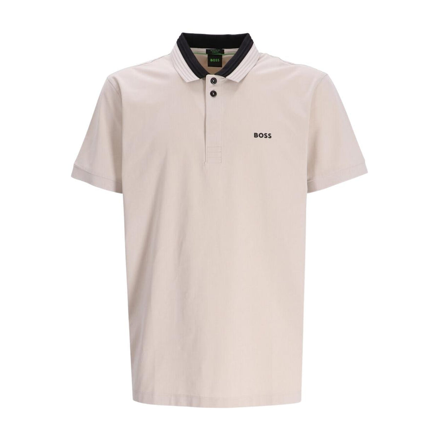 BOSS Paddy 1 Beige 3D Stripe Collar Polo Shirt