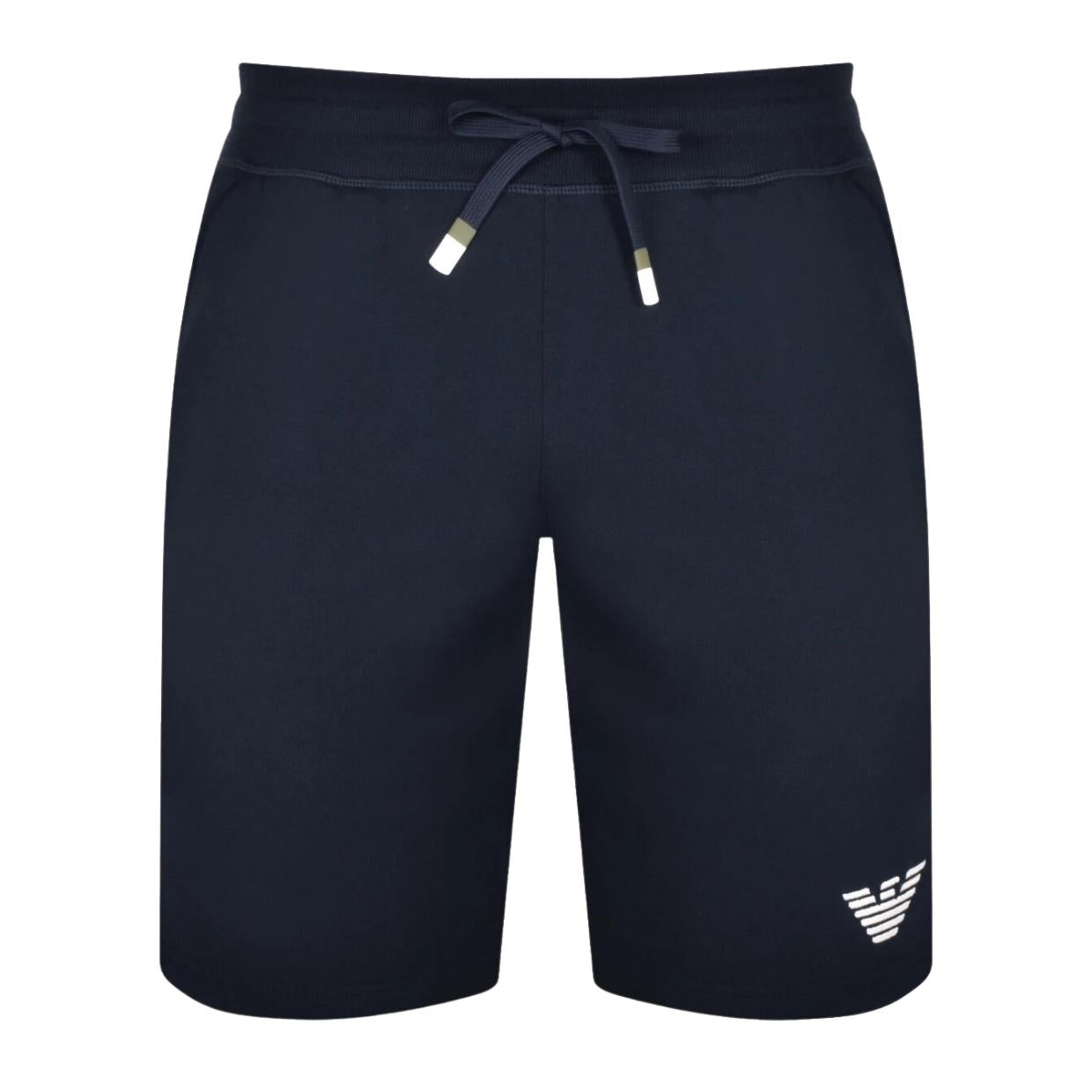 Emporio Armani Bodywear Embroidered Eagle Logo Navy Sweat Shorts Retro Designer Wear