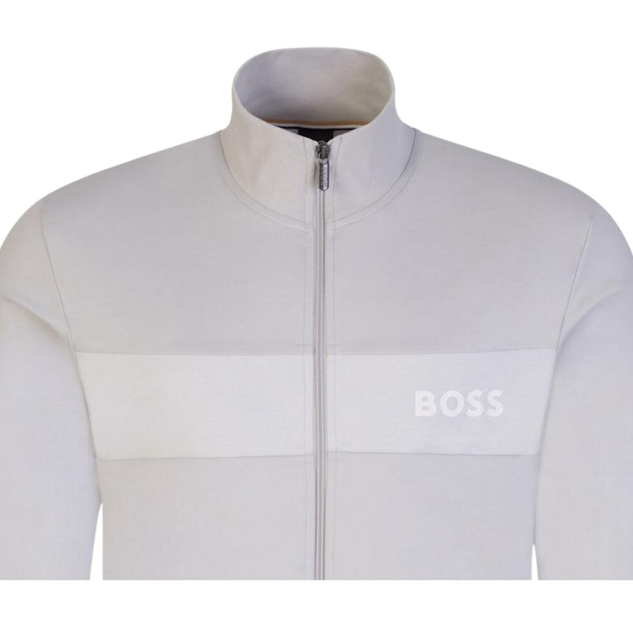 BOSS Print Logo Zip Up Grey Tracksuit Jacket