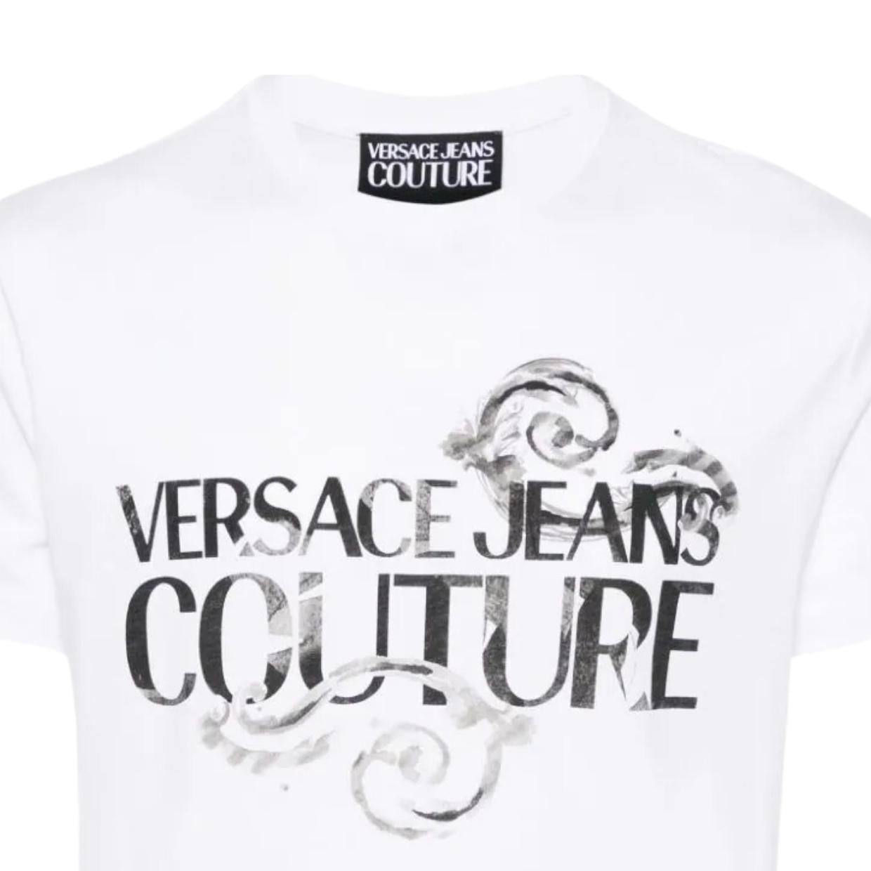Versace Jeans Couture Watercolour Couture Logo White T-Shirt