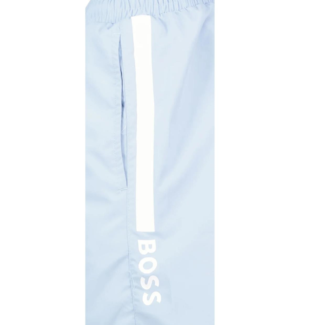 BOSS Dolphin Printed Logo Light Blue Swim Shorts