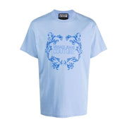 Versace Jeans Couture Watercolour Baroque Logo Blue T-Shirt