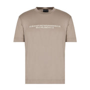 Emporio Armani Lyocell Blend Embroidered Logo Beige T-Shirt