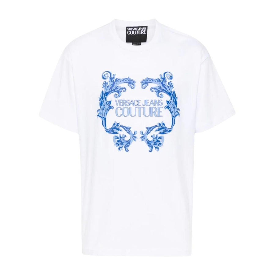 Versace Jeans Couture Watercolour Baroque Logo White T-Shirt