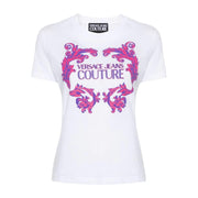 Versace Jeans Couture Logo Baroque Motif White T-Shirt