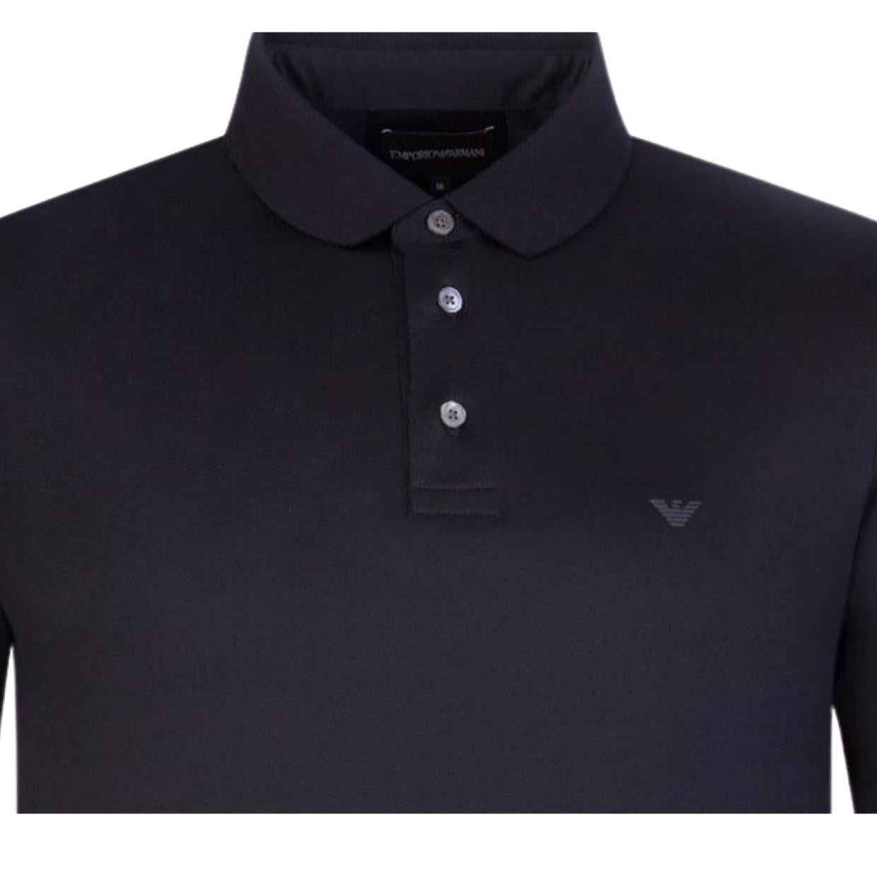 Emporio Armani Dark Navy Long Sleeve Polo Shirt