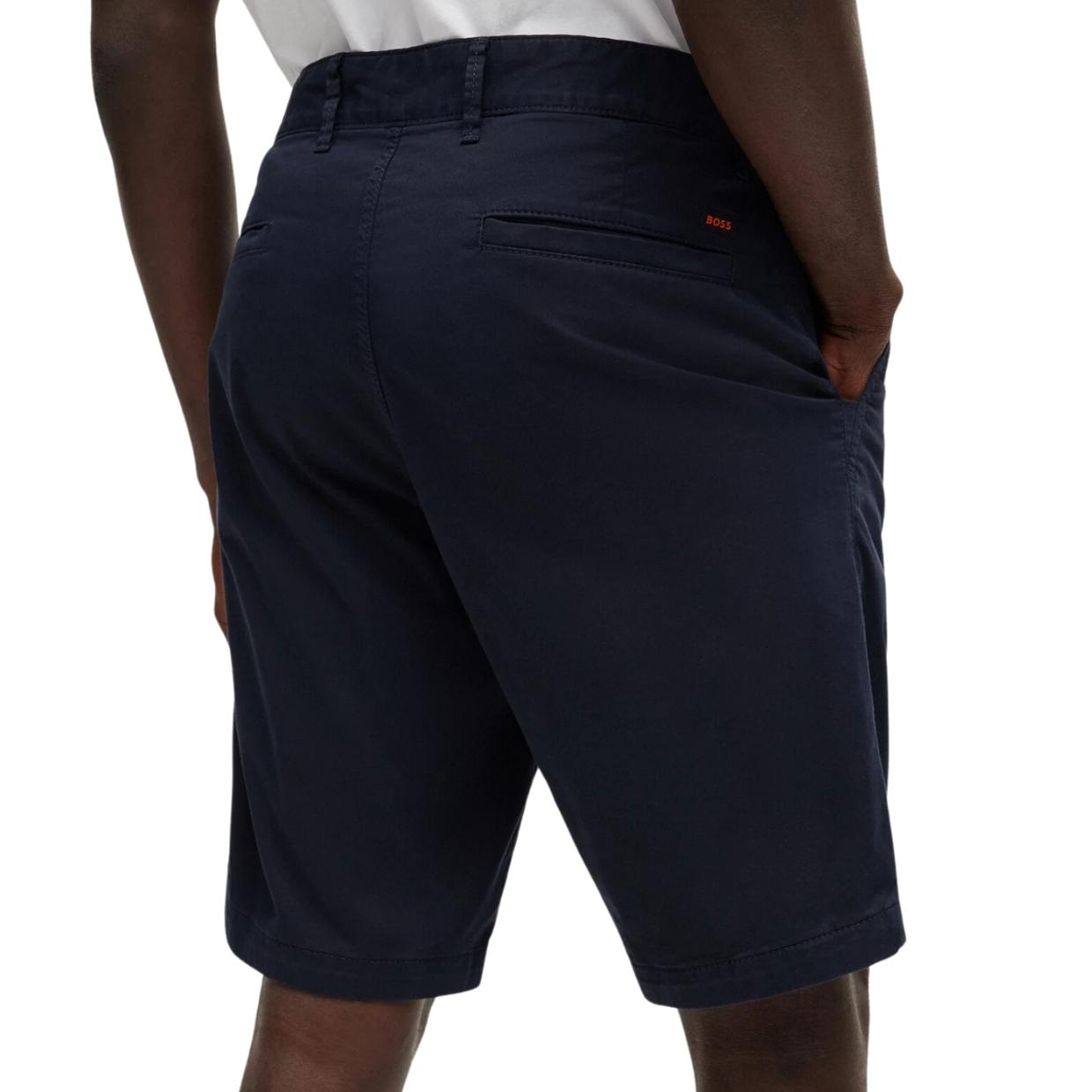 BOSS Navy Stretch Cotton Twill Slim Fit Chino Shorts