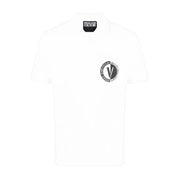 Versace Jeans Couture V-Emblem White Zip Polo Shirt