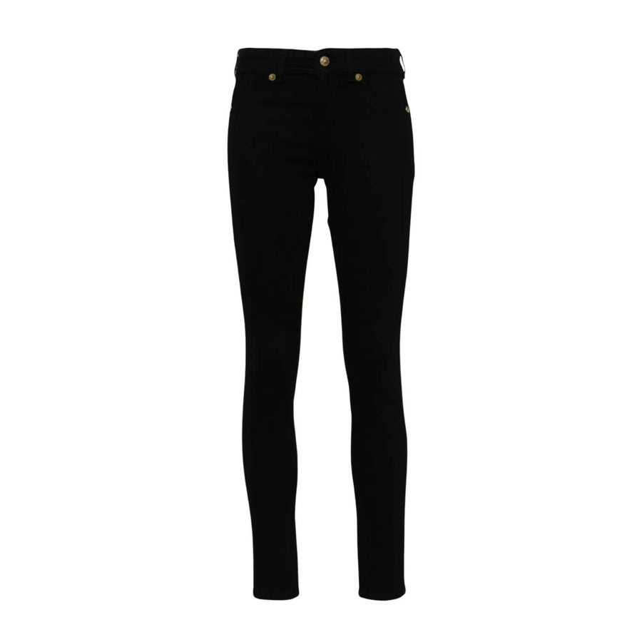 Versace Jeans Couture Gold Tone Logo Skinny Fit Black Denim Jeans