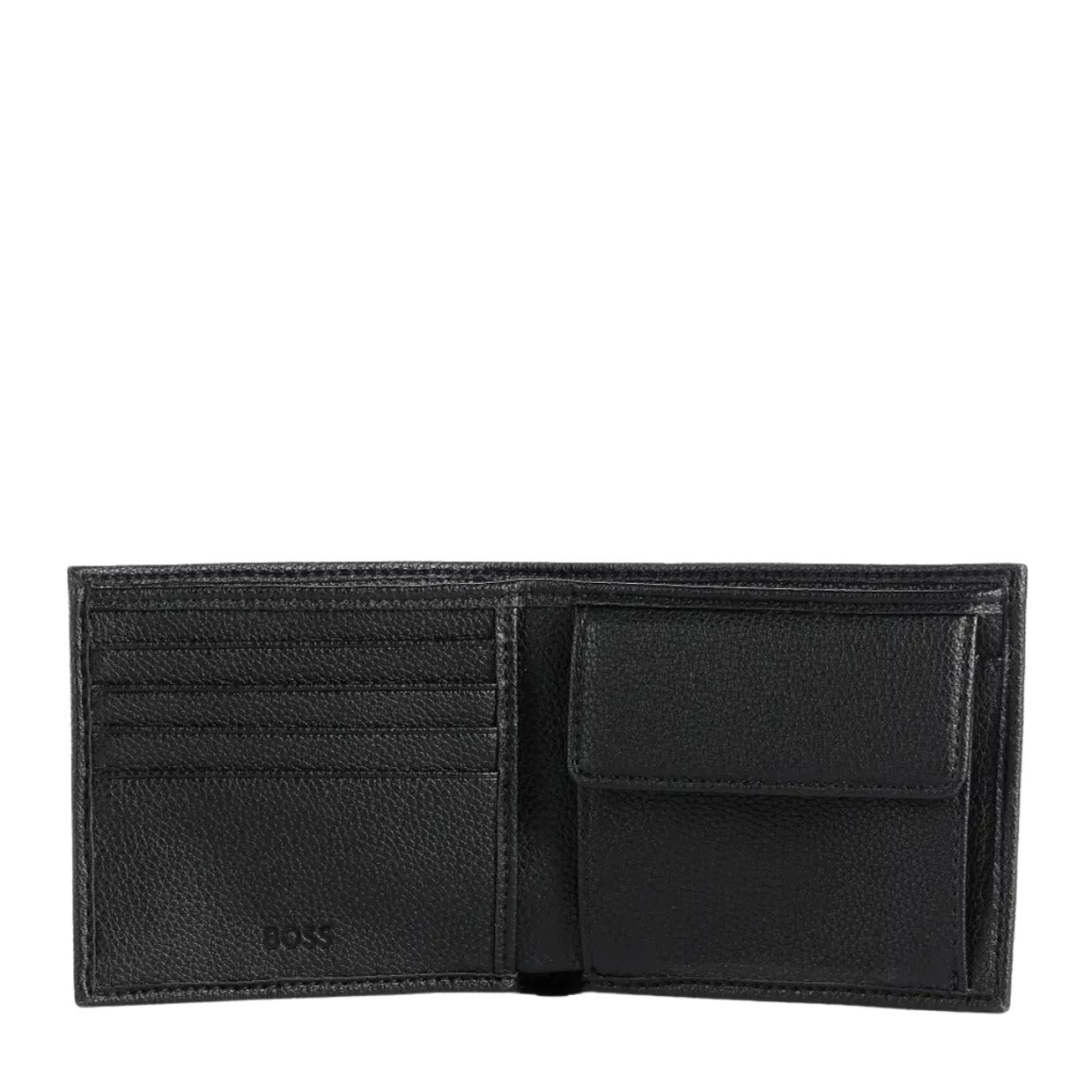 BOSS Signature Stripe Ray Coin Pocket Black Billfold Wallet
