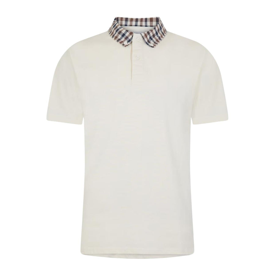 Aquascutum Active Club Check Collar Off-White Polo Shirt