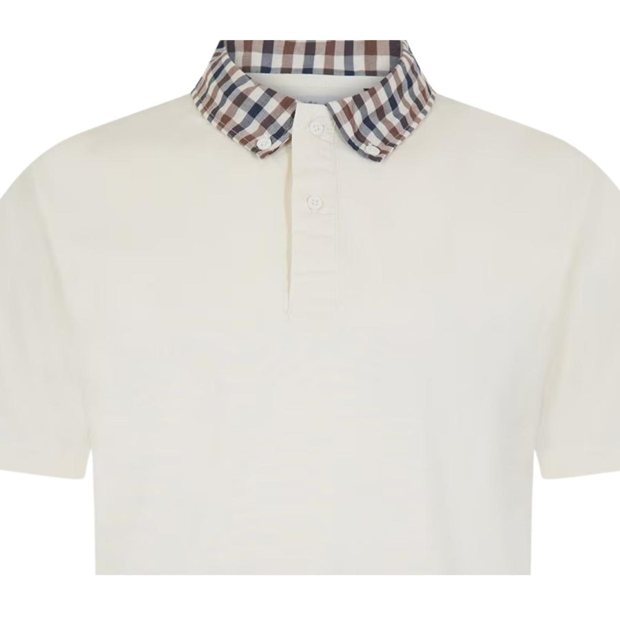 Aquascutum Active Club Check Collar Off-White Polo Shirt