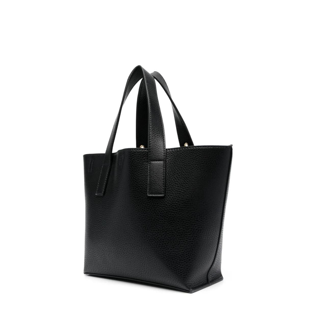 Versace Jeans Couture Baroque Buckle Black Small Tote Bag Retro Designer Wear
