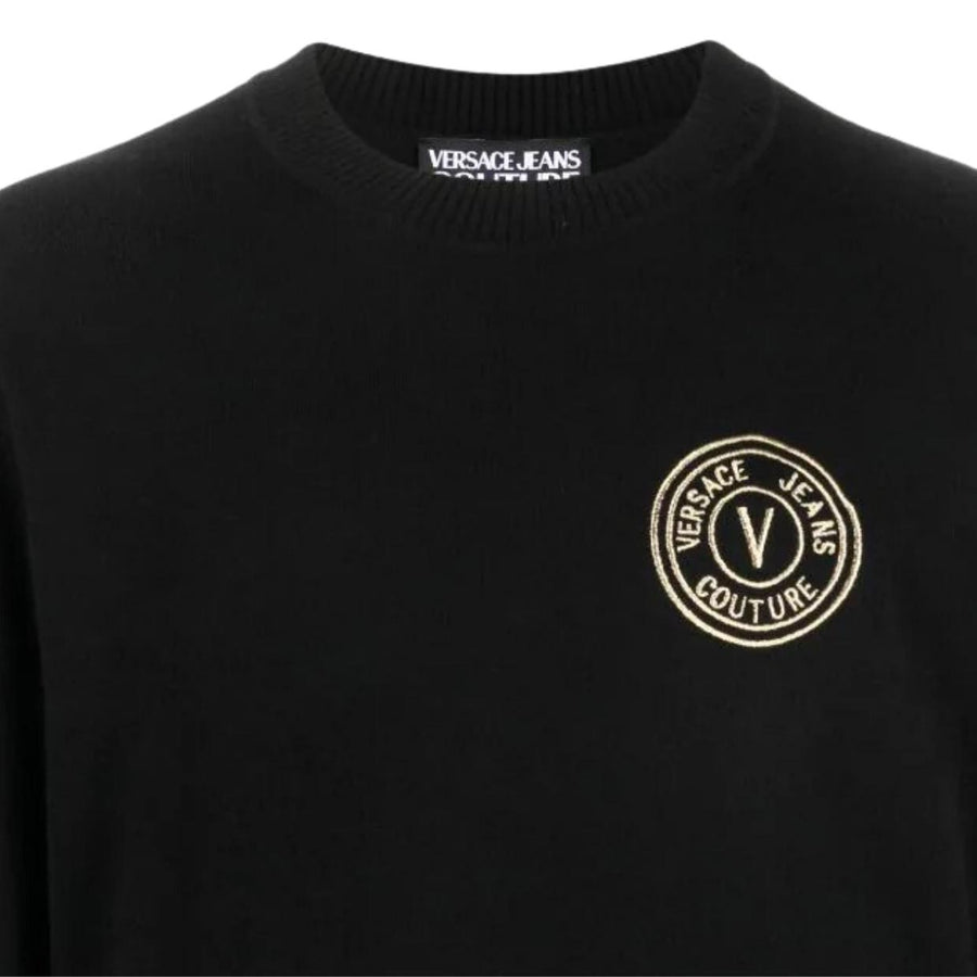 Versace Jeans Couture V-Emblem Black Knit Sweater
