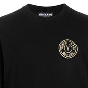 Versace Jeans Couture V-Emblem Black Knit Sweater