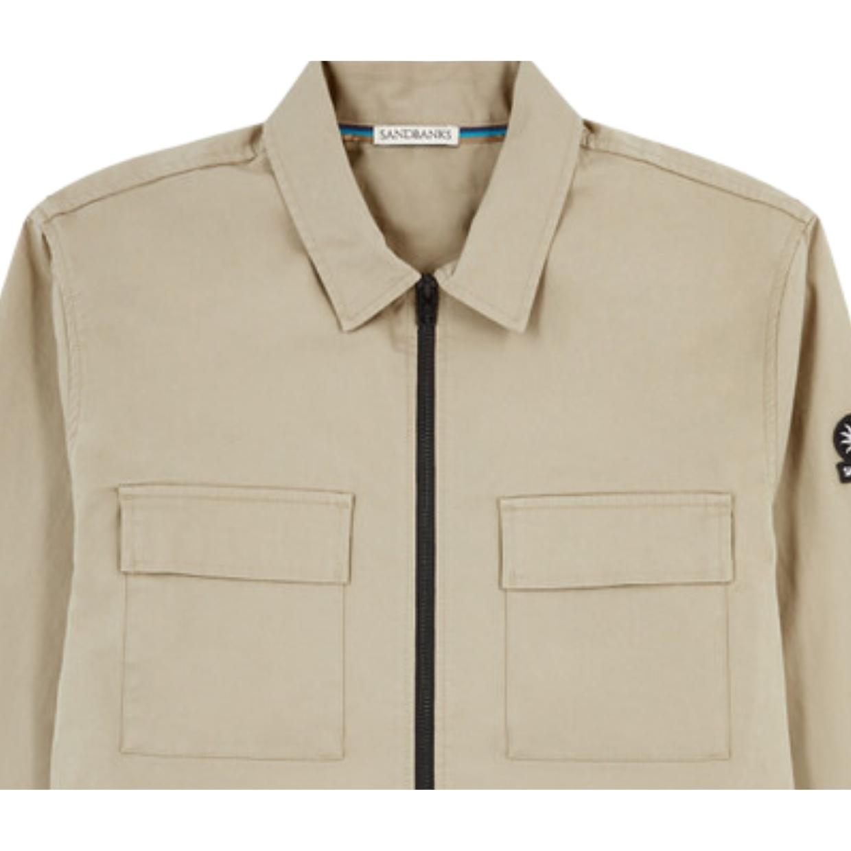 Sandbanks Gabardine Stone Zip Overshirt