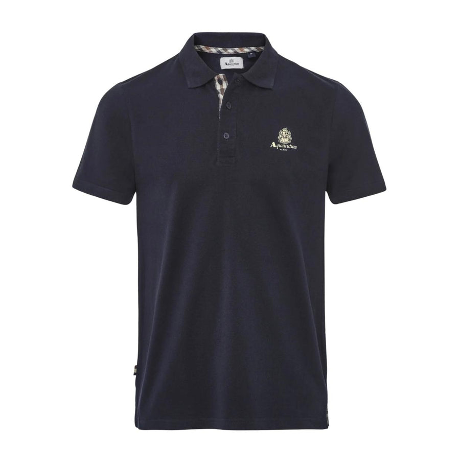 Aquascutum Active Small Logo Piquet Navy Polo Shirt