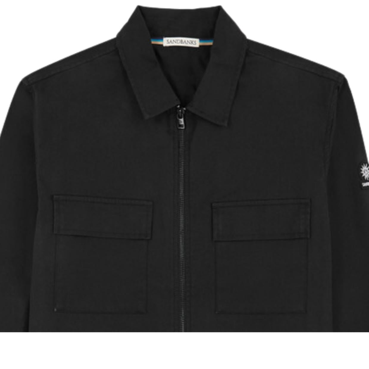 Sandbanks Gabardine Black Zip Overshirt