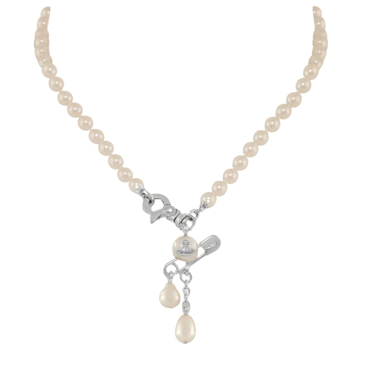 Vivienne Westwood Platinum/Creamrose Claude Small Pearl Necklace