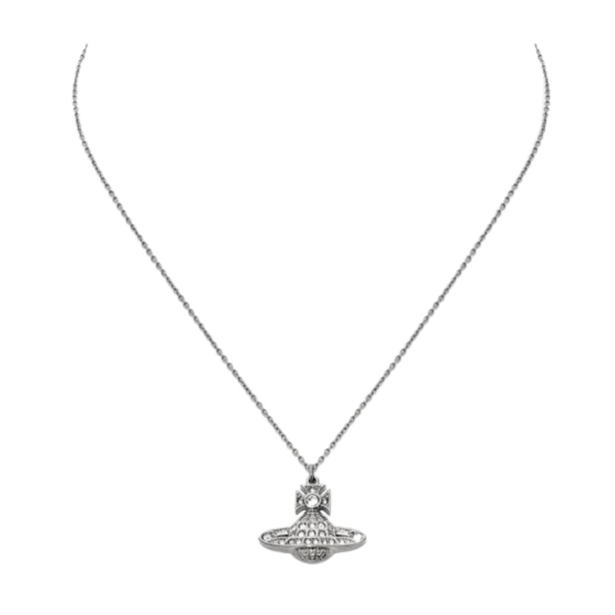 Vivienne Westwood Minnie Bas Relief Platinum Pendant Necklace