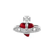 Vivienne Westwood Platinum Crystal Indian Pink New Diamante Heart Ring