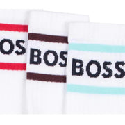 BOSS Logo Rib Stripe Three-Pack Socks
